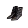 Botines de Moda Botas Versátiles Otoño Invierno Punta Fina Nuevo Diseño 2026 Elegantes Apilados Cómodos Estilo Coreano Temperamento Negro