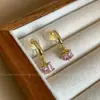 Aretes Cuadrados de Zirconia Rosa, Lujo Accesible y Aretes de Gama Alta, Aretes, Aretes Integrados con Disco Repelente de Mosquitos, Sin Perforaciones