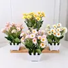 Set de Arreglo de Flores Artificiales, Flores de Plástico para Decoración del Hogar de la Sala de Estar, Arreglos de Flores de Seda, Adornos de Flores Artificiales con Valla Pequeña, Plantas en Maceta al por Mayor