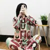 Pijamas de Manga Larga para Mujer de Primavera y Otoño, Lindos Dibujos Animados Casuales y Cómodos Estilos Delgados de Otoño e Invierno que se Pueden Usar Afuera Conjuntos de Ropa para el Hogar para Mujer