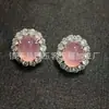 Nuevos Pendientes de Calcedonia Rosa Cabujón Incrustados Estilo Chino Chapados en Plata 925 Ágata Pendientes de Jade para Mujer Joyería Fina Regalo