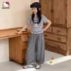 Conjunto de Verano para Niñas 2026 Nuevo Estilo Dulce Fresco Moderno Camiseta Holgada de Manga Corta Pantalones Amplios Transpirables