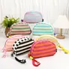 Nueva Bolsa de Maquillaje Rayada con Conchas Organizador Portátil de Artículos de Tocador Bolsa Pequeña de Lavado para Viaje Bolsa de Gran Capacidad