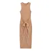 Yujie Urbano Elegante para Viajar Sexy Cintura Alta Cadera Falda de Moda Nicho Cintura con Cordones Color Sólido Delgado Vestido