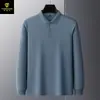 Camisa tipo polo de manga larga para hombre Parsonron otoño e invierno con cuello y abertura 100% algodón de fibra larga camiseta tipo polo para hombre hecho a medida