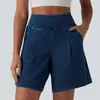 Shorts jeans de alta elasticidade e perna larga europeus e americanos para mulheres, shorts casuais soltos de verão com cintura alta que emagrecem, adequados para uso ao ar livre e esportes