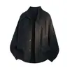 Novo suéter grosso jacquard de abotoamento simples para homens, jaqueta cardigã de tricô com gola alta para outono, casaco de lã retrô americano