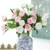 Flor artificial camelia flor falsa europea rosa de té Lulian flor de mesa decoración del hogar boda outlet de fábrica de flores artificiales