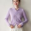 Suéter de Cashmere para Bebé con Cuello Chal para Mujer, Jersey Delgado de Manga Larga, Top Interior, Cuello Polo, Tejido de Cable de Cachemira, Grueso