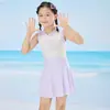 Traje de baño para niña estilo 2026, Traje de baño infantil de una pieza estilo falda, Lindo de secado rápido para aguas termales estilo Ins versión coreana