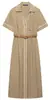 Moda feminina europeia e americana transfronteiriça, popular no AliExpress, vestido midi estiloso com cinto e detalhes em cores contrastantes