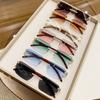 Nuevas Gafas de Sol Pequeñas Sin Marco Incrustadas de Diamantes para Hombre y Mujer Gafas Planas Moda Personalizadas de Gama Alta Gafas de Celebridades de Internet