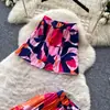 Conjunto de Dos Piezas para Mujer Estilo Verano para Ir al Trabajo: Top de Tubo con Estampado y Pantalones Casuales de Pierna Ancha de Cintura Alta para Paseos de Verano