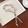 Colar Cachecol Paisley Vintage para Mulheres, Luxo Leve, Sensação de Alto Padrão, Corrente de Puxar para Suéter, Estilo de Nicho, Acessório de Pescoço