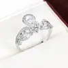 Anillo de Corona de Zirconia de Lujo para Dama con Diseño de Gota de Agua, Estilo Minimalista Elegante y con Estilo, Anillo de Cobre Puro para Dedo Índice, Venta al por Mayor de Joyería