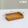 Cesta de Almacenamiento Tejida de Mimbre Sintético Organizador de Artículos Varios de Escritorio Bandeja para Snacks Cesta de Almacenamiento Bandeja de Almacenamiento para Frutas Pasteles Pan