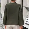 Suéter Pulóver de Manga Nueve Cuartos Nuevo Otoño 2023 Top Holgado para Mujer Color Sólido Camisa Base de Manga Larga Casual Versátil