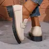 Nuevos Mocasines de Gran Tamaño para Primavera y Otoño 2025, Zapatos Casuales de Gamuza de Gran Tamaño Estilo Británico para Mujer, Tacón Grueso, Suela Gruesa, Estilo Vintage para Exportación