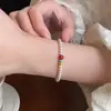 Pulseira de Ágata Vermelha Natural, Turquesa e Pérola com Pérolas Swarovski, Contas de Pedra da Lua Vermelha, Joias de Contas da Moda Empilháveis