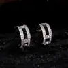Novos Brincos de Metal Pesado Meio Curvos Totalmente Cravejados Estilo Minimalista de Hong Kong da Weidini, Acessórios de Orelha Modernos, de Alta Qualidade, Versáteis e Elegantes