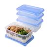 Lonchera simple cubierta azul plástico engrosado tazón redondo caja de embalaje para llevar caja cuadrada reforzada caja de conservación caja bento