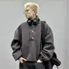 Sudadera Pesada con Cuello Alto y Botones Estilo Retro Americano para Hombre, Otoño e Invierno, Diseño de Marca de Alta Gama de Moda, Chaqueta Holgada para Pareja