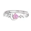 Anillos de Pareja de Estrella y Luna para Mejores Amigos, Dulce y Lindo Diseño de Corazón y Estrella con Circonita Rosa, Anillos Ajustables para Mejores Amigos