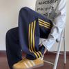 Pantalones de Chándal Rayados Azul Marino para Hombre Primavera Sueltos Rectos Casuales Pantalones de Marca de Moda Estilo Americano Moderno Pantalones Deportivos Juveniles