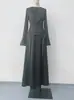 Vestido de manga larga de color liso con cadena de diamantes en la cintura, nuevo de otoño 2023, Amazon transfronterizo Europa y Estados Unidos