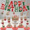 Festa de Doces de Natal Estilo Aniversário Bandeirola Puxar Homem de Gengibre Sino Elementos Bandeira com Letras Topper de Bolo Decorações