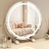 Espejo de Maquillaje LED de Escritorio con Luces para Uso en Casa, Espejo Inteligente para Tocador de Habitación de Niñas, Espejo de Mesa Giratorio