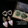 Pendientes de flor de esmeralda Mojito, pendientes de circón con forma de corazón de nácar Nanyang de la Sirena Ji