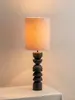 Lámpara de mesa vintage estilo francés, sala de estar inspirada en Wabi-sabi, lámpara de tela retro de diseñador, iluminación para estudio de madera maciza