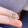 Suministro en Vivo de Accesorios de Joyería para Compromiso de Mujer con Diamante Plata 925 Incrustada Piedra Preciosa de Color Natural Anillo de Citrina para Mujer