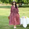 Item Tendência do Verão 2026: Vestido de Algodão e Seda de Alta Qualidade para Mães de Meia-Idade, Vestido de Praia Estilo Férias para Sessões de Fotos em Sanya