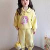 Conjunto Infantil de Primavera com Desenho Animado 2025 Novo Moletom Casual Moda Esportiva Infantil Conjunto de Duas Peças para Bebê