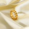 Anillo de Acero Inoxidable con Oro de 18K Doble Capa Ovalado con Abertura de Frijol Acero de Titanio Anillo de Moda Empaquetado Individualmente Estilo Pareja