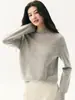Estilo suave, gola semi-alta, design de crochê vazado, suéter de malha de cashmere, pulôver feminino de corte solto, camada base quente, suéter