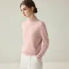 Suéter feminino de cashmere, pulôver de gola alta em cashmere de cabra, nova base de malha slim fit para outono e inverno, design simples