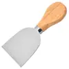 Venta al por mayor de fábrica juego de cuchillo y tenedor para queso de acero inoxidable mango de madera cuchillo para mantequilla y queso pala para pastel herramientas de cocina para hornear