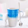 Caneca Criativa Estilo Ins de Alto Valor de Aparência Casal Gypsophila Escritório Caneca Cerâmica High-End com Tampa