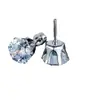 Moda Europea y Americana Acero de Titanio Aguja Fina Seis Garras Redondo Chapado en Oro de 18k Circonita Aretes de Tachuela Unisex Joyería para Piercing
