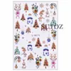 Pegatinas de Uñas Navideñas de Dibujos Animados con Purpurina Papá Noel Reno Árbol de Navidad Copo de Nieve Autoadhesivas Pegatinas de Uñas para Fiestas