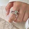 Anillo de Moda de Latón Chapado en Platino de Doble Capa Hueco Abierto Temperamento Personalizado Anillo de Dedo Índice Anillo Simple Joyería al Por Mayor