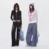 Moletom com zíper grande e blocos de cor personalizados transfronteiriços europeus e americanos, casual slim-fit subcultura punk Harajuku moletom y2k