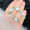 Nuevo Pulsera de Calcedonia Blanca Natural de Alta Calidad Estilo Chino con Incrustación Completa de Diamante Plateado para Mujer