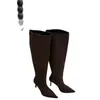 Botas de salto alto com bico fino acima do joelho para mulheres, novo estilo outono e inverno 2026, botas empilhadas plissadas de salto fino, botas de montaria femininas
