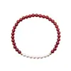 Pulsera de Cinabrio Natural, Pulsera Auténtica de Arena Dorada Morada Arena Imperial para el Año de Nacimiento, Elegante Pulsera de Perlas Naturales