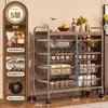 Carrito Estrecho Estante de Almacenamiento, Estante de Cesta de Cocina Multicapa de Pie para Snacks y Frutas y Verduras, Estante de Almacenamiento Móvil Estilo Vintage