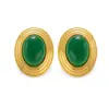 Dazan Wholesale En Stock Europeo y Americano Transfronterizo Chapado en Oro Real de 18K Acero de Titanio Pendientes Únicos Ojo de la Suerte Piedra Esmeralda